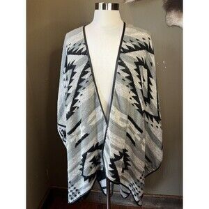 Coco and carmen cozy poncho wrap sweater Western Print OS